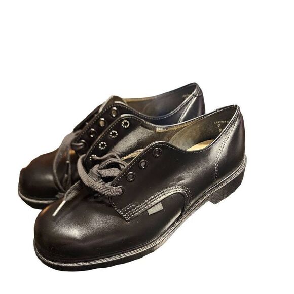 Wolverine vintage Oxford lace up black leather oil resistant shoe size 7 - Picture 4 of 10